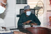 The Secretary to the Government of Niger State (SSG), Ahmed Ibrahim Matane, speaking during an advocacy visit from the members of Niger State Steering committee and WHO sanitation officer