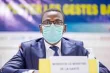 Le Ministre de la Santé, Prof Benjamin HOUNKPATIN lors de la cérémonie de lancement des 60 Jours de la campagne nationale accélérée de vaccination contre la COVID-19