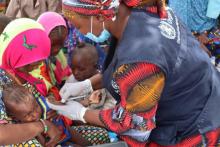 Saratu, a member of the Mobile health team providing essential health service in a nomadic setting in Yobe state. Photo_credit_Kingsley Igwebuike