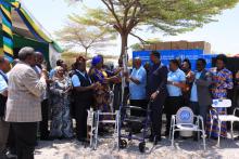 Older person representatives from Morogoro Region witnessing reception of the donated items