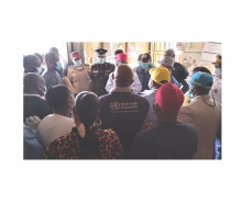 The state governor addressing healthworkers during a assessment visit to a health centre in Afikpo North LGA