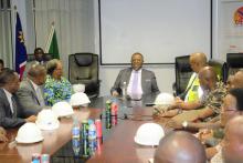 HE Dr Hage Geingob at the Hosea Kutako International Airport in 2020 as part of government COVID-19 preparatory efforts  