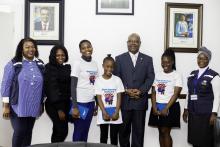 WHO Zimbabwe Country Representative a.i, Professor Jean-Marie Dangou, Tanatswa Chiura (12 years old), Mellissah Jamare (16 years old), and Shirley Baloyi (18 years old), Dr Tsitsi Siwela and Dr Muchaneta Mugabe 