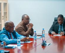 MoHCC Permanent Secretary Dr Jasper Chimedza and The WHO Country Representative for Zimbabwe Professor Jean-Marie Dangou during the handover ceremony