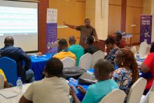 Participants in small group break up session during the AAR meeting in Monrovia