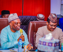 WHO Country Representative, Dr Walter Mulombo and ED, NPHCDA, Dr Shuaib at the advocavy meeting to Zamfara State Governor, Dr Lawal Dare