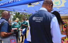 A snapshot of WHO South Africa colleagues at the exhibition stalls walkabout at Madadeni Hospital