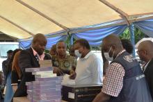 Hon. Minister of Health, Dr. Ahmadou Lamin Samateh, inspects the handover items