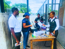 WHO EPR officials and BMA officials during a field visit to the Musina/Beitbridge port of entry assessing readiness and response capacity