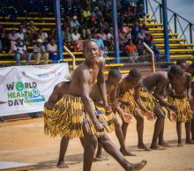 Cultural troupe performing during the commemoration of the World Health Day