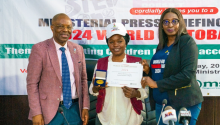 WHO Country Representative and the Permanent Secretary, FMOH with Ms Gormwa Gotus, a recipient of the 2024 World No Tobacco Day award