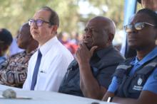 HE Hisao Nishimaki, Ambassador of Japan in Namibia, Hon Dr Kalumbi Shangula, Minister of Health and Social Services, and Dr Mary Brantuo WHO Namibia Officer in Charge 