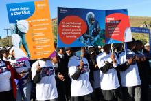 Students marching with Placards on World Health Walk Day