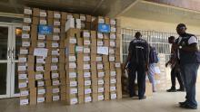 Stockpile of the donated medical supplies and medicines donated by WHO