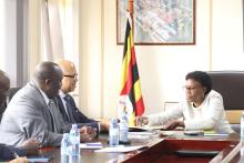 The WHO team meeting Dr. Jane Ruth Aceng Ocero, the Health minister of the Republic of Uganda