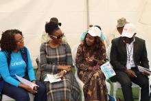 WHO Representative a.i., Dr. Mary Stephen (2nd right) flanked by colleagues from UNICEF at the celebration of EPI@50 in Berea District