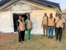 EMTs attending to Measles patients in Moroto