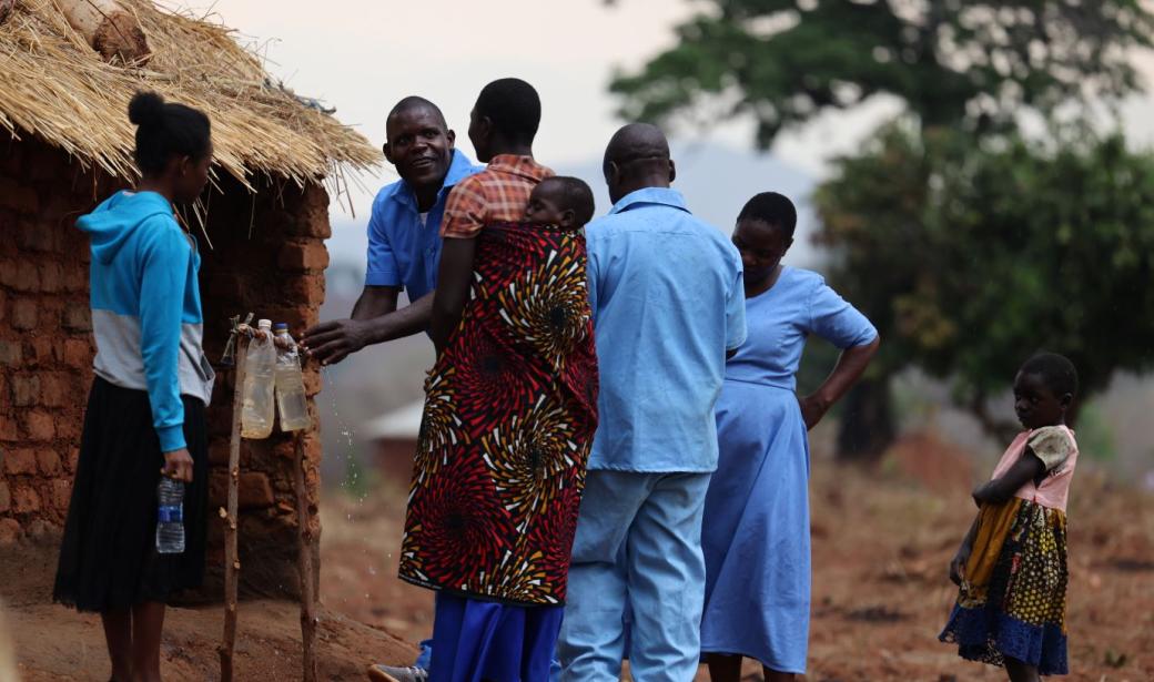 The team took time to raise awareness on Water, Sanitation and hygiene in the communities