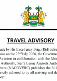 Governemnt of Sierra Leone Travel Advisory July 2020