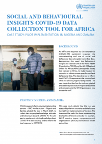 Social and behavioural insights COVID-19 data collection tool for Africa - Case study: Pilot implementation in Nigeria and Zambia