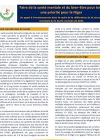 Faire de la santé mentale et du bien-être pour tous une priorité pour le Niger : Un appel à investissements dans le cadre de la célébration de la Journée mondiale de la Santé mentale de 2022