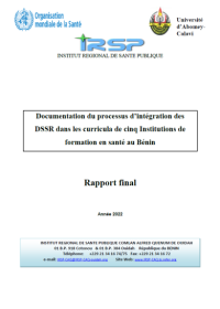 Documentation du processus d’intégration des DSSR dans les curricula de cinq Institutions de formation en santé au Bénin